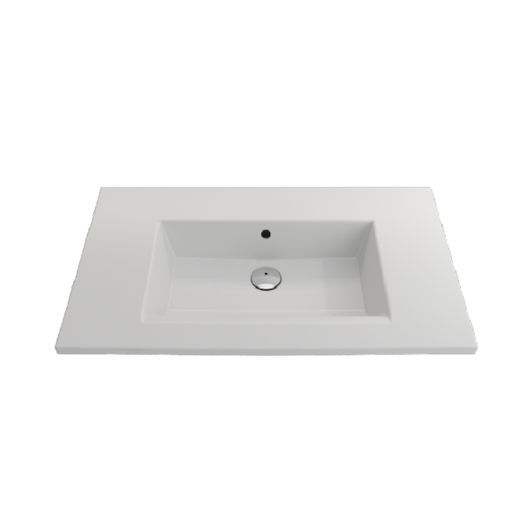 Banyetti Entre 800mm No Tap Hole Wall Hung Basin - Gloss White