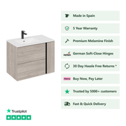 800mm / Lira Offset Basin / No