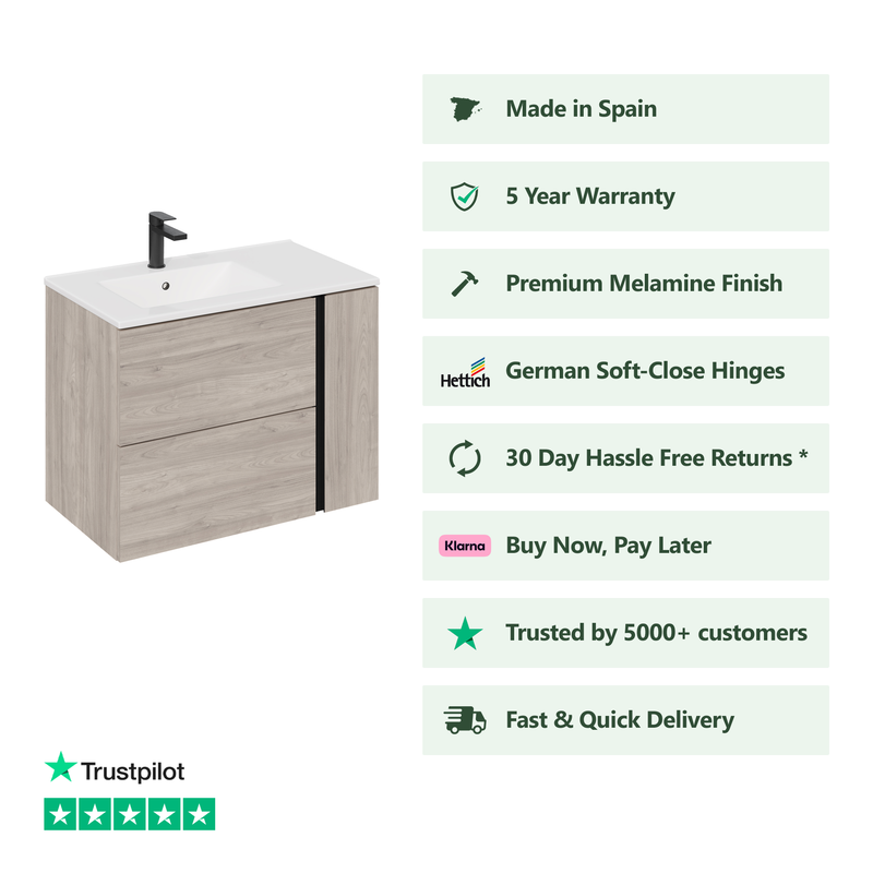 800mm / Lira Offset Basin / No