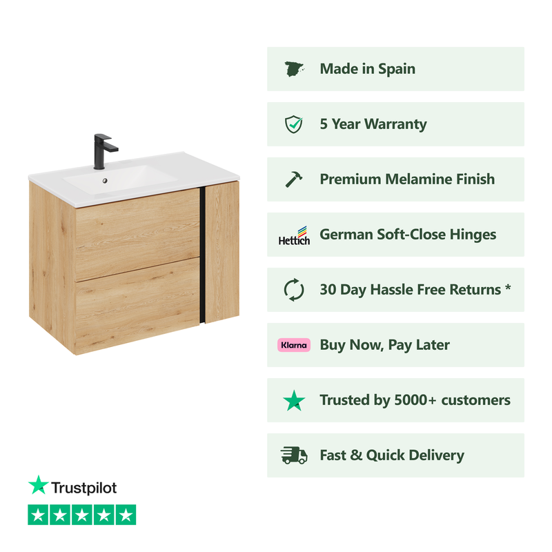800mm / Lira Offset Basin / No