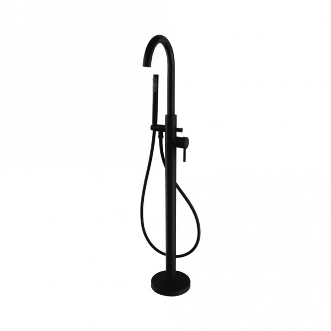KV Nero Round Freestanding Bath Shower Mixer - Matt Black