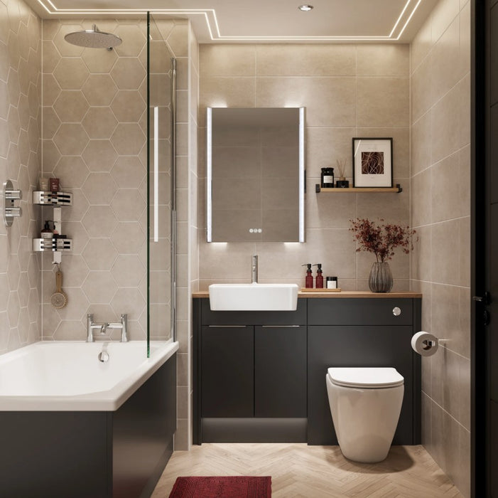 HIB Fold LED Bathroom Mirror with Adjustable Lighting - Choose Size
