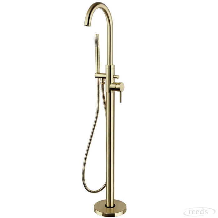 Kartell KVIT Ottone Freestanding Bath Shower Mixer - Brushed Brass