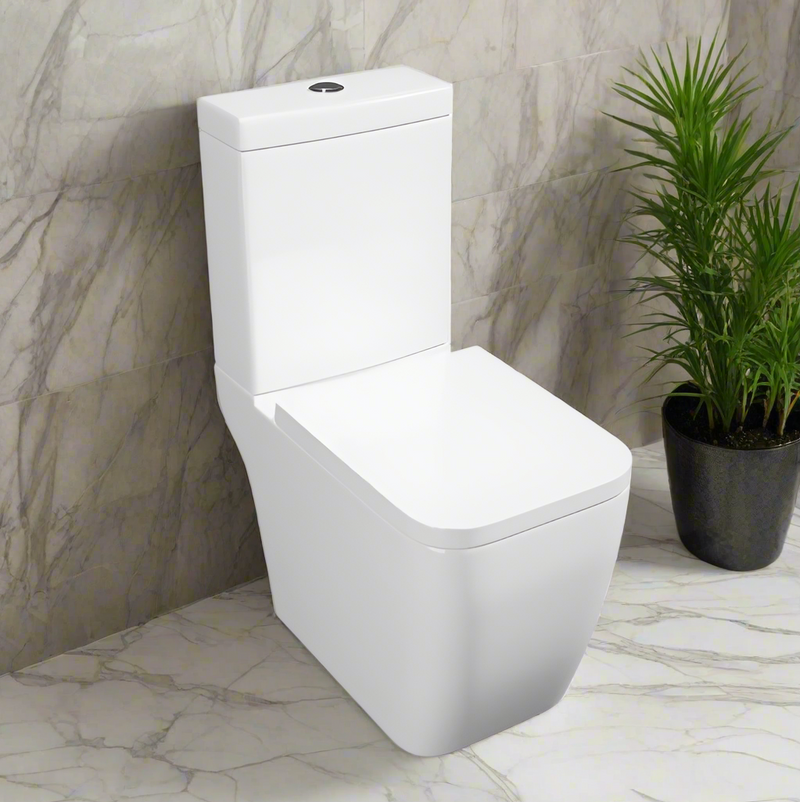 KV Genoa Square Close Coupled Rimless Toilet with Soft Close Seat