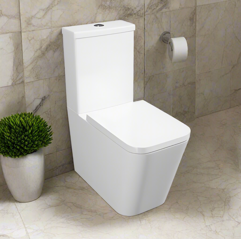 KV Genoa Square Close Coupled Back to Wall Toilet with Soft Close Seat
