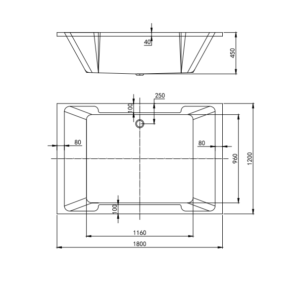 Banyetti Harmony 1800 x 1200 Freestanding Double Ended Bath - White