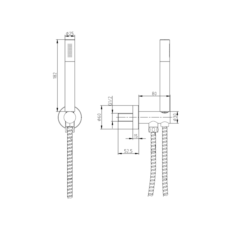HB Round Shower Handset Kit with Bracket & Hose – Select Colour