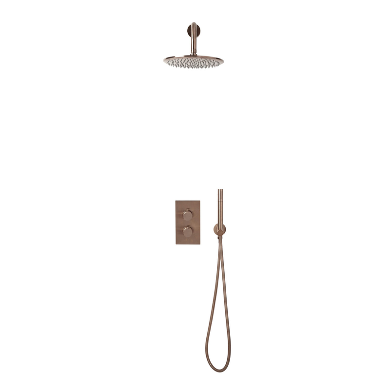 HB Core Brushed Bronze Round Handle Head & Handset Shower Set Kit