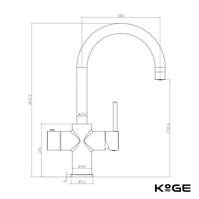 HB KoGE Brushed Brass 3 in 1 Swan Spout Boiling Water Kitchen Tap & Boiler