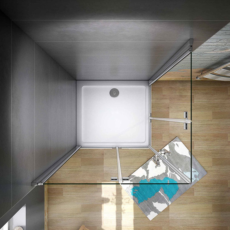 Linea Chrome Corner Entry Double Hinged Shower Enclosure - Select Size