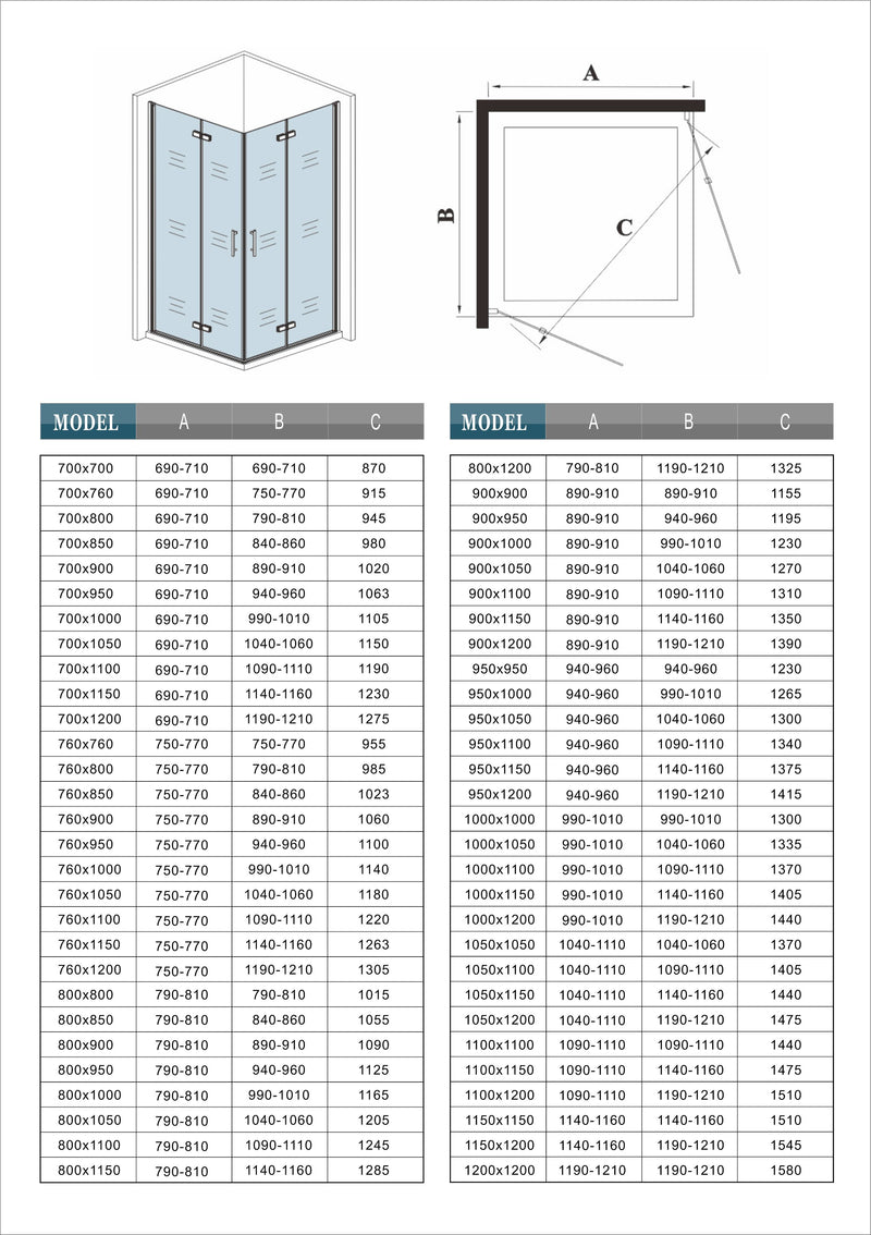 Linea Chrome Corner Entry Double Hinged Shower Enclosure - Select Size