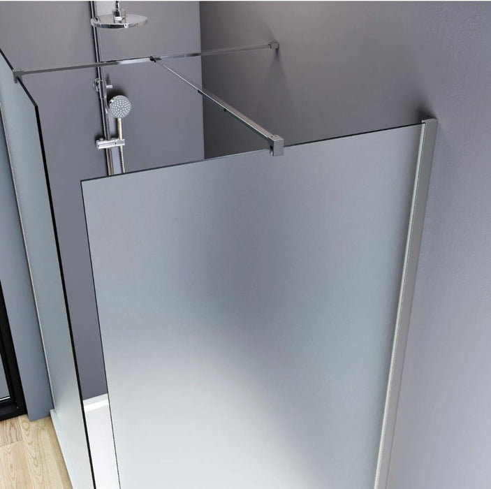 Linea Frosted 700mm Walk-In Shower Enclosure 8mm Frosted Glass - Chrome