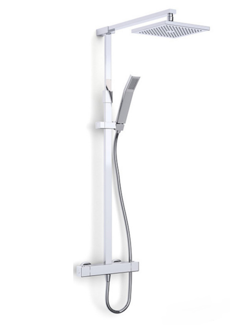 ATC Nulo Square Twin Telescopic Riser & Overhead Soaker - Chrome