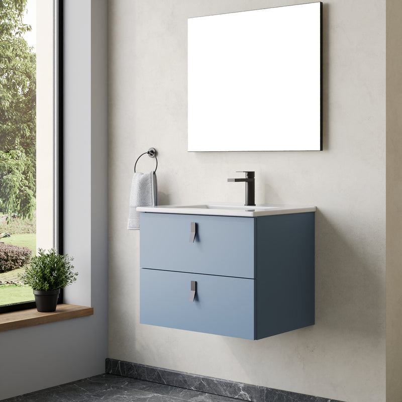 Banyetti Invicta Wall Hung Vanity Unit with Lira Basin - 600mm Powder Blue