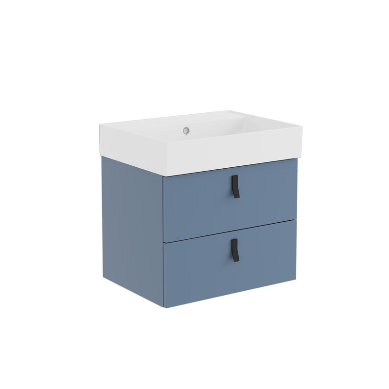 Banyetti Invicta Wall Hung Vanity Unit with Veneto No Tap Hole Basin - 600mm Powder Blue