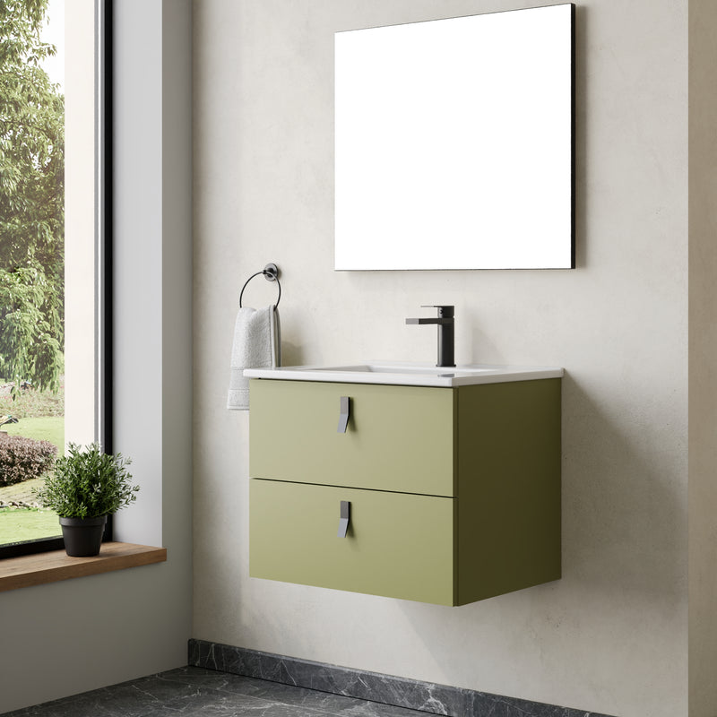 Banyetti Invicta Wall Hung Vanity Unit with Lira Basin - 600mm Sage Green