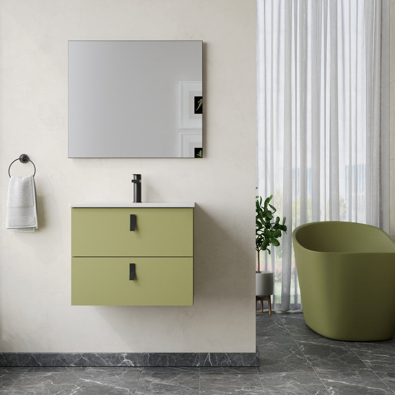 Banyetti Invicta Wall Hung Vanity Unit with Lira Basin - 600mm Sage Green