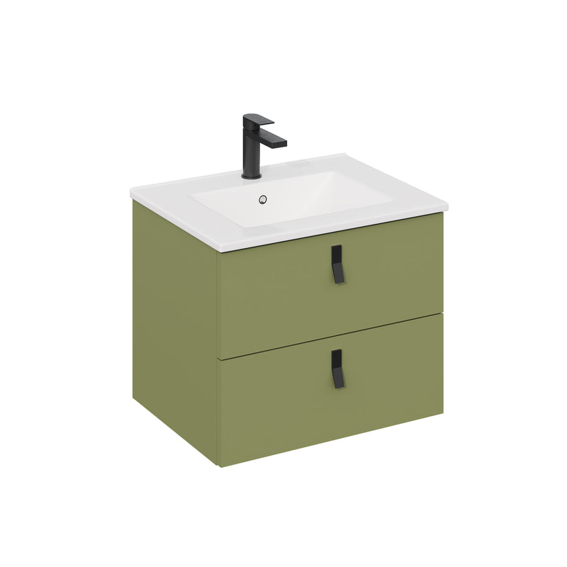 Banyetti Invicta Wall Hung Vanity Unit with Lira Basin - 600mm Sage Green