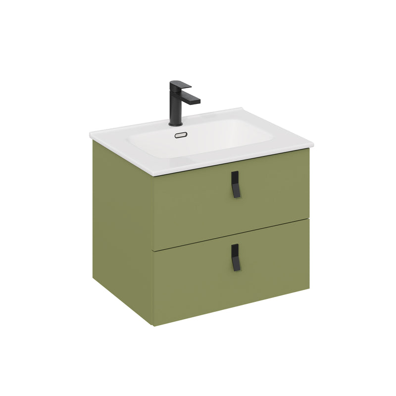 Banyetti Invicta Wall Hung Vanity Unit with Athena Basin - 600mm Sage Green
