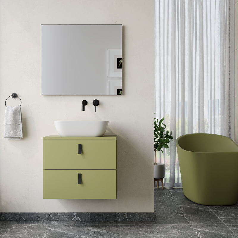 Banyetti Invicta Wall Hung Vanity Unit with Matching Worktop - 600mm Sage Green