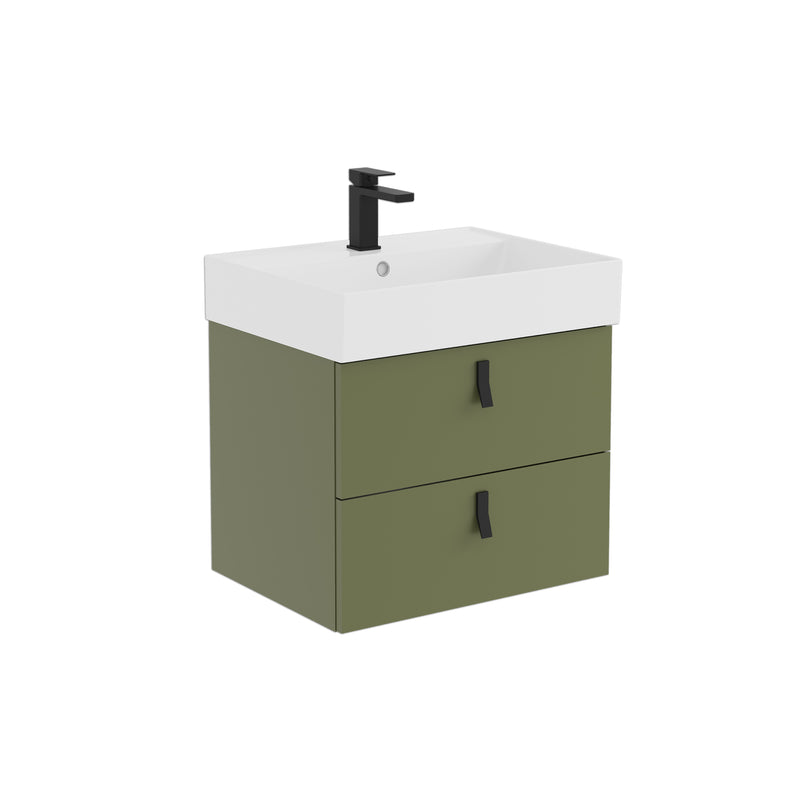 Banyetti Invicta Wall Hung Vanity Unit with Veneto 1 Tap Hole Basin - 600mm Sage Green