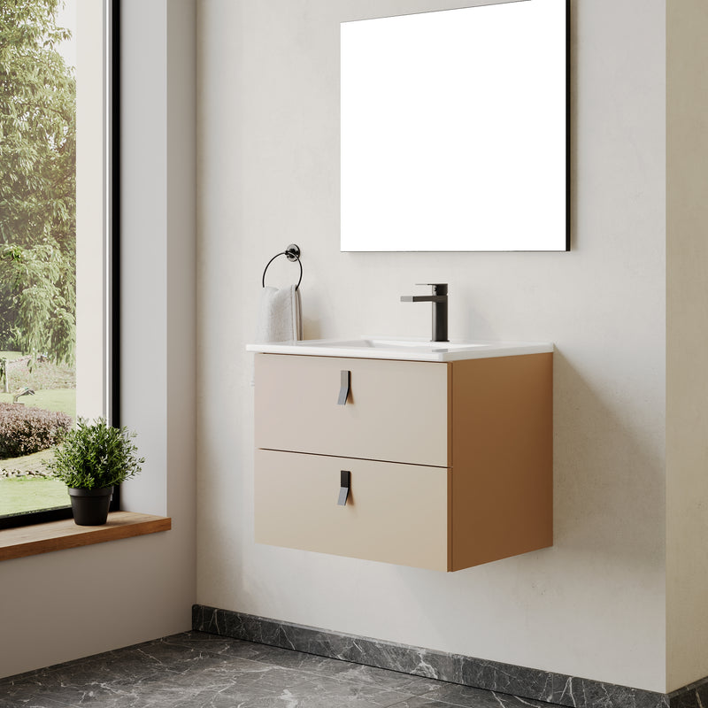 Banyetti Invicta Wall Hung Vanity Unit with Athena Basin - 600mm Cashmere