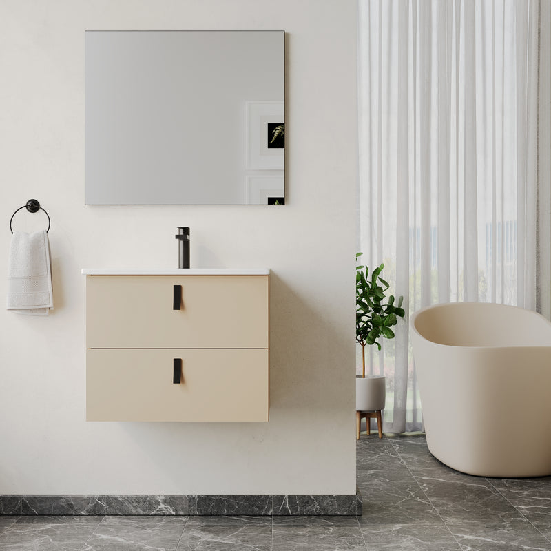 Banyetti Invicta Wall Hung Vanity Unit with Athena Basin - 600mm Cashmere
