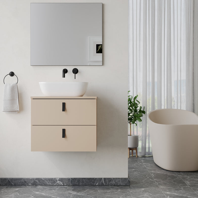 Banyetti Invicta Wall Hung Vanity Unit with Matching Worktop - 600mm Cashmere