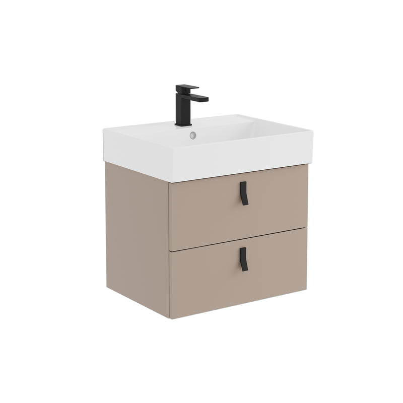 Banyetti Invicta Wall Hung Vanity Unit with Veneto 1 Tap Hole Basin - 600mm Cashmere