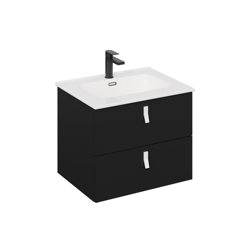 Banyetti Invicta Wall Hung Vanity Unit with Athena Basin - 600mm Matt Black