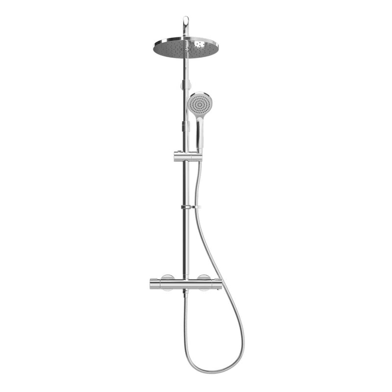 ATC Enzo Safe-Touch Dual Outlet Thermostatic Shower System with Overhead Soaker & Handset - Chrome