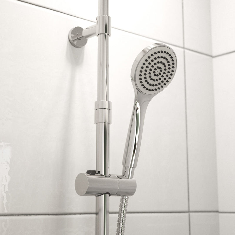 ATC Enzo Safe-Touch Dual Outlet Thermostatic Shower System with Overhead Soaker & Handset - Chrome