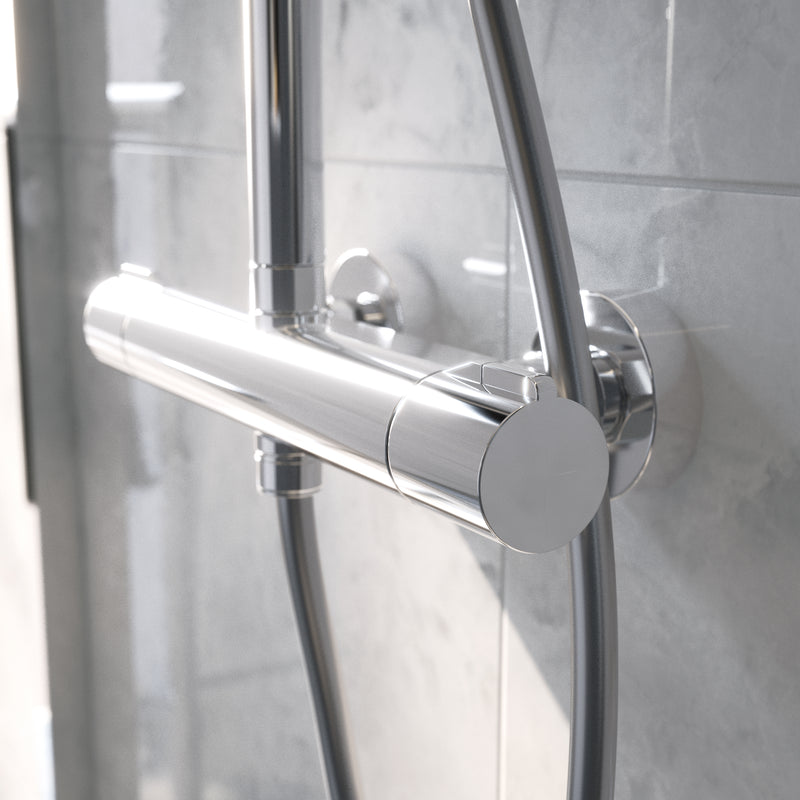 ATC Enzo Deluxe Safe-Touch Thermostatic Dual Outlet Shower with Overhead Soaker & Handset - Chrome