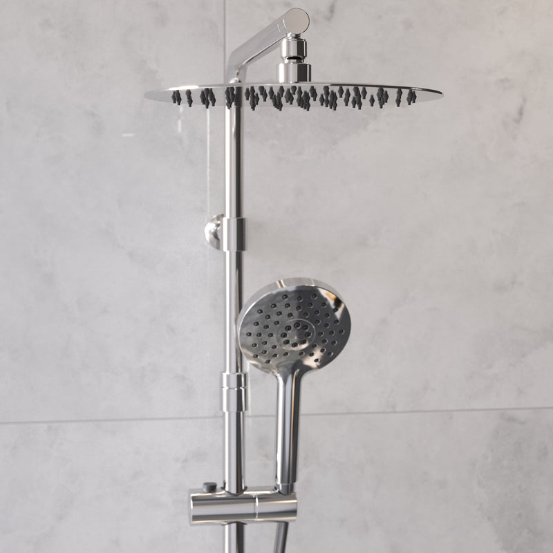 ATC Enzo Deluxe Safe-Touch Thermostatic Dual Outlet Shower with Overhead Soaker & Handset - Chrome