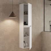Interior shelves of Banyetti Venti 900mm matt white wall hung wall cabinet with bathroom storage space