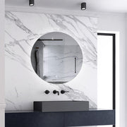 Round LED mirror – front view of illuminated circular bathroom mirror