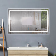 LED bathroom mirror with demister – side profile showing slim edge and built-in demister pad anti-fog heating