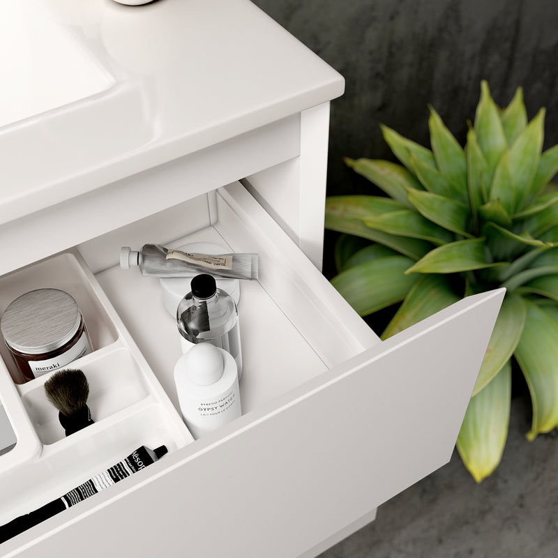 Banyetti Kameo 800mm Wall Hung 1 Drawer Vanity Unit with Basin - Matt White