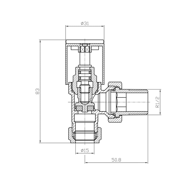 KV Chromo Angled Radiator Valves - Chrome