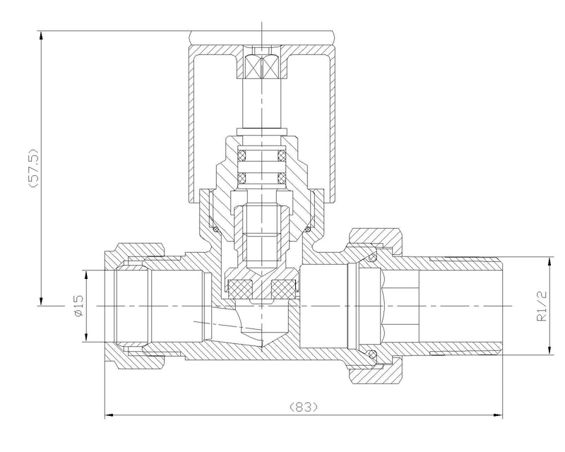 KV Graphite Straight Radiator Valves - Grey