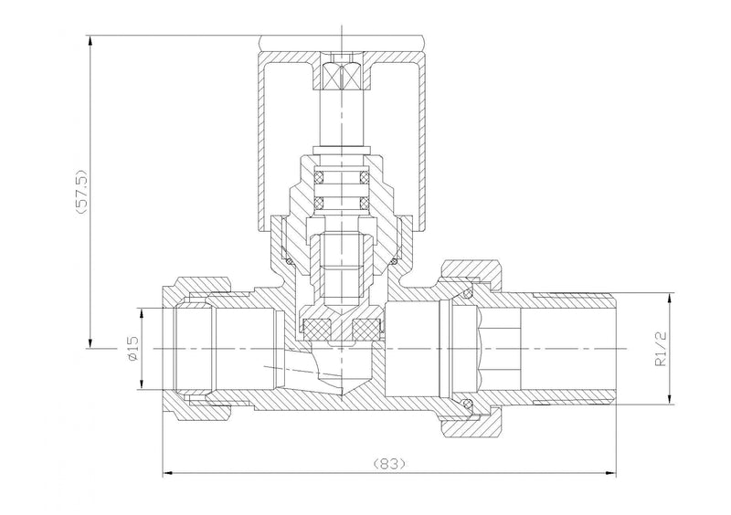 KV Chromo Straight Radiator Valves - Chrome