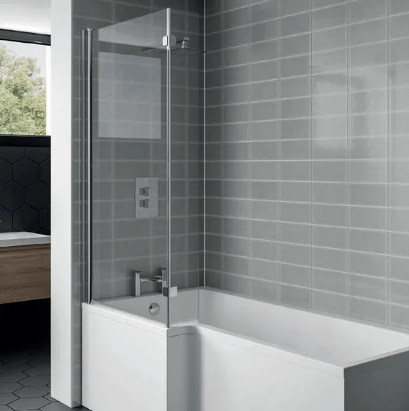 KVIT 820 x 1400mm L-Shaped Bath Screen – Chrome