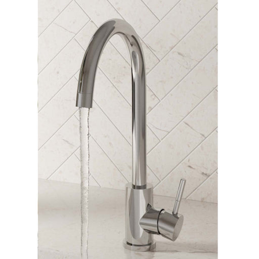 Kitchen mixer tap chrome – front view of HB Manhattan mono kitchen mixer tap in polished chrome finish