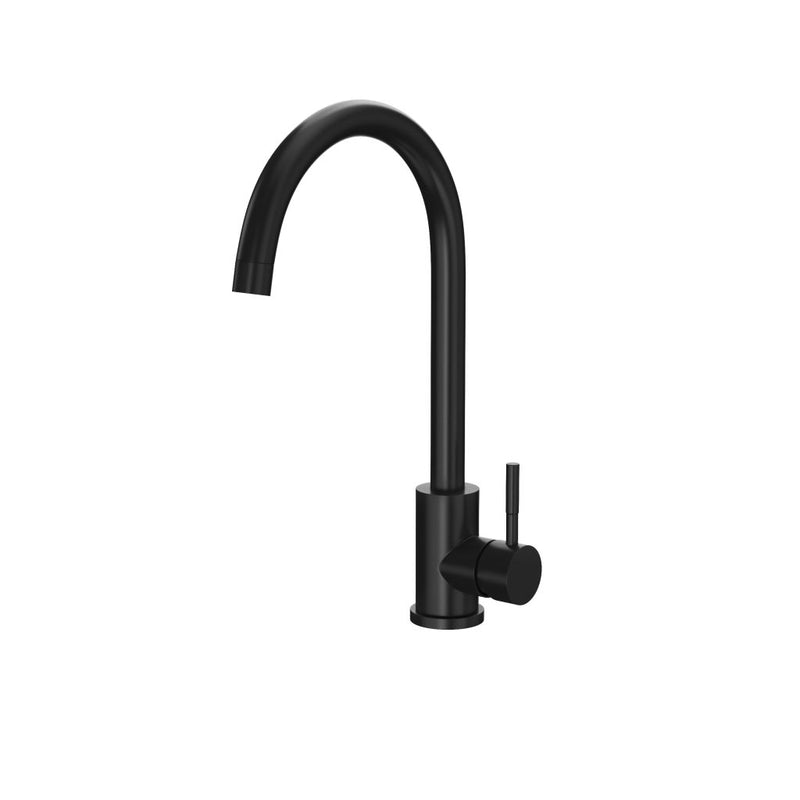 Kitchen mixer tap black – close‑up showing brassware mono‑lever handle and matt black spout of the HB Manhattan tap
