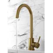 Kitchen tap brushed brass – front view of HB Manhattan mixer tap in brushed brass finish