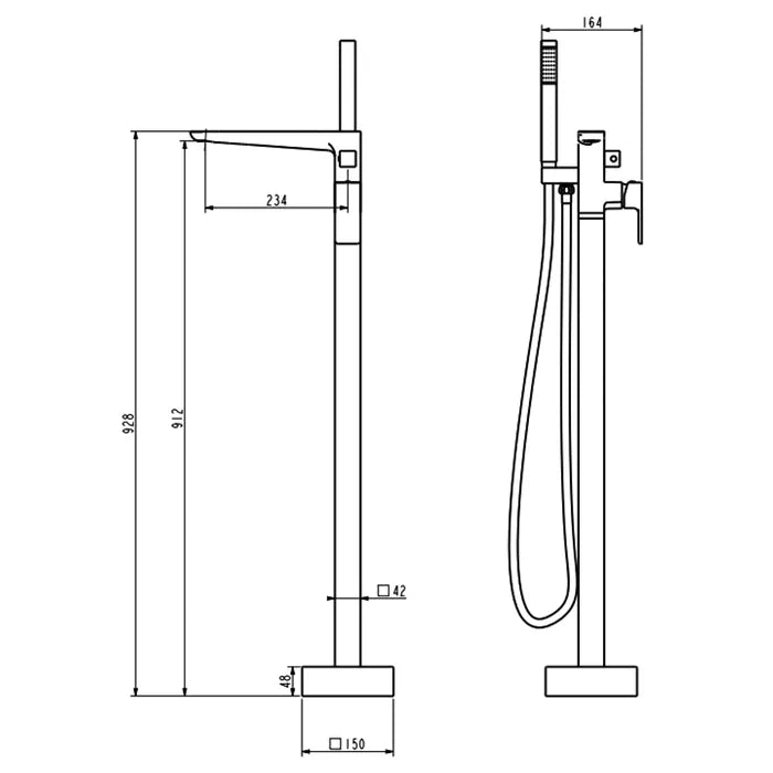 KVIT Kolt Freestanding Bath Shower Mixer Brushed Nickel
