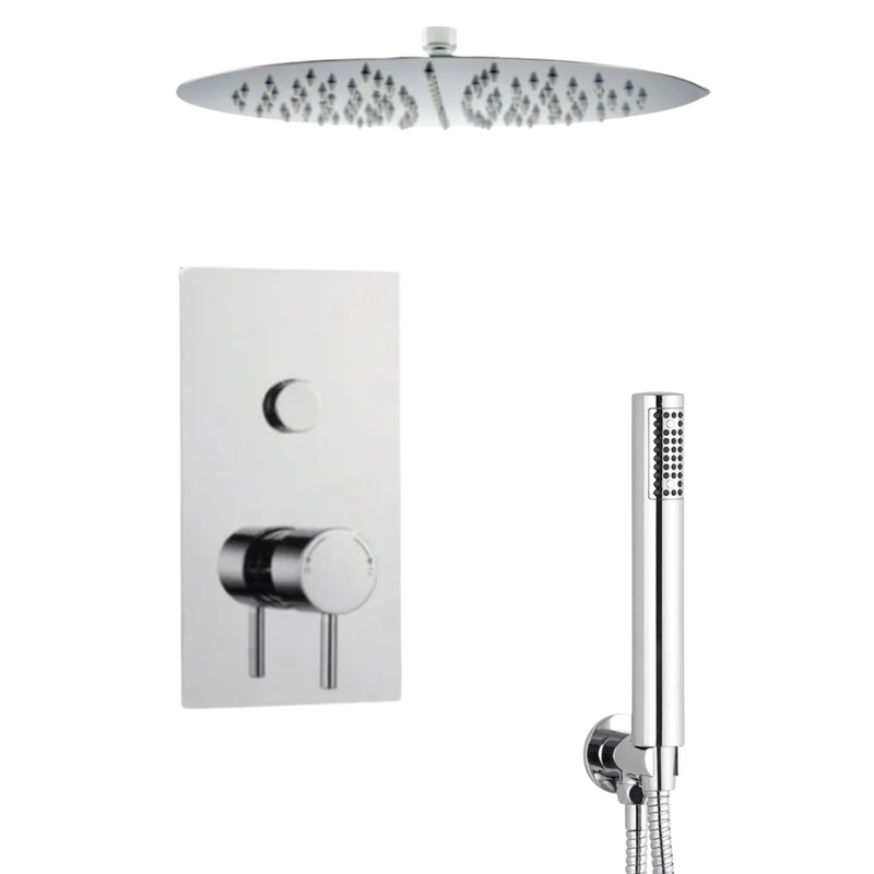 KV Plan Single Thermostatic Concealed Shower with Overhead Drencher and HandSet