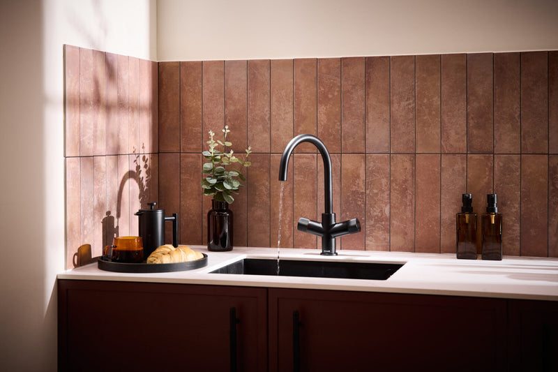 HB KoGE Matt Black 4 in 1 Swan Spout Boiling Water Kitchen Tap & Boiler with Flexible Pull Out Hose