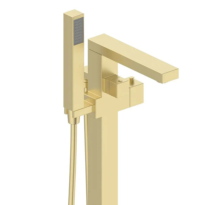 KVIT Kolt Freestanding Bath Shower Mixer Brushed Brass