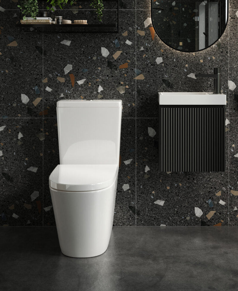 HB Rimless Back to Wall Toilet with Cistern & Seat – Gloss White Ceramic